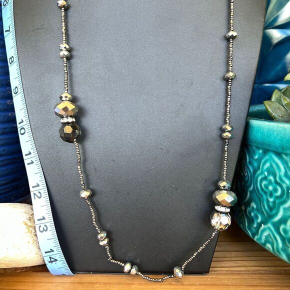 Silver Grey Faceted Beading Long Chico’s Necklace $18ea or bundle 3/$30 - Picture 3 of 7